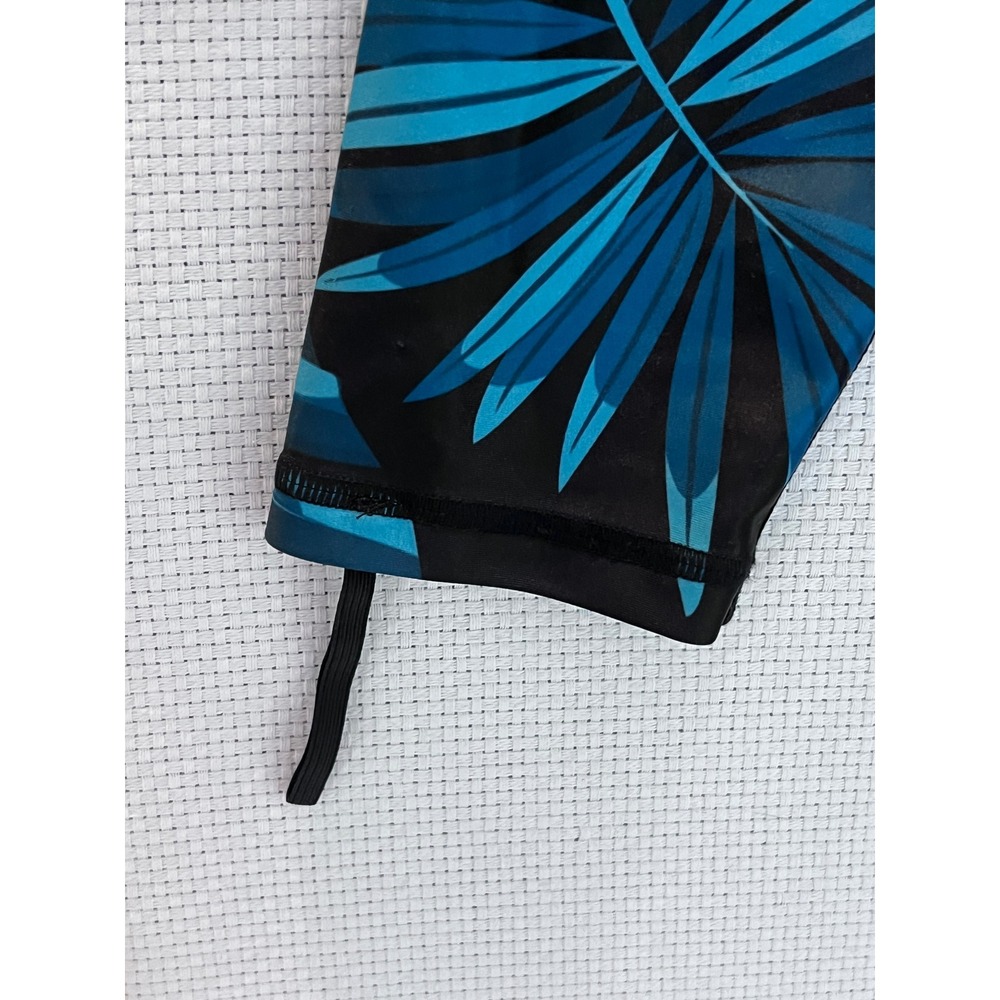 Womens Rash Guard Full Body Swimsuit Blue Palm Leaf Print Surf Suit - Picture 6 of 9